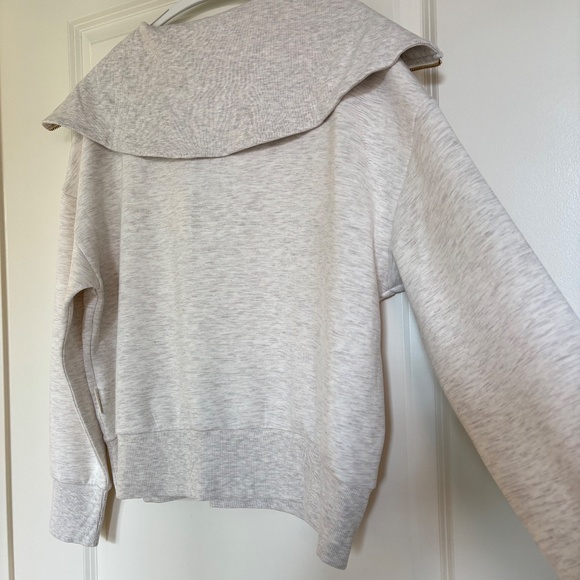 Varley Yates Half-Zip panelled neckline Sweatshirt Ivory Marl Size Small NWOT - Picture 13 of 16